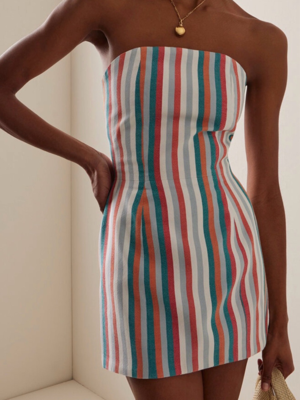 Striped Strapless Mini Dress